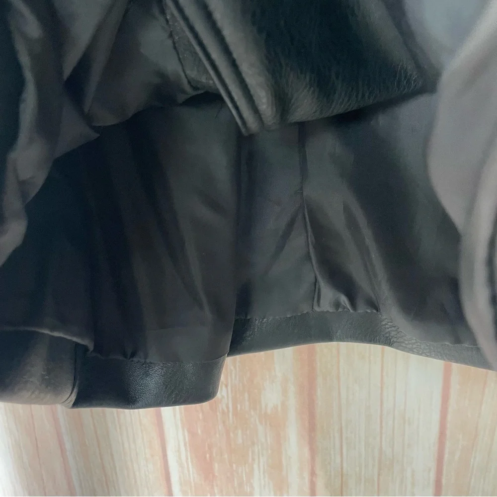 Azalea Wang Studded Black and White Graffiti Faux Leather Moto Jacket (1x) - Picture 6 of 16